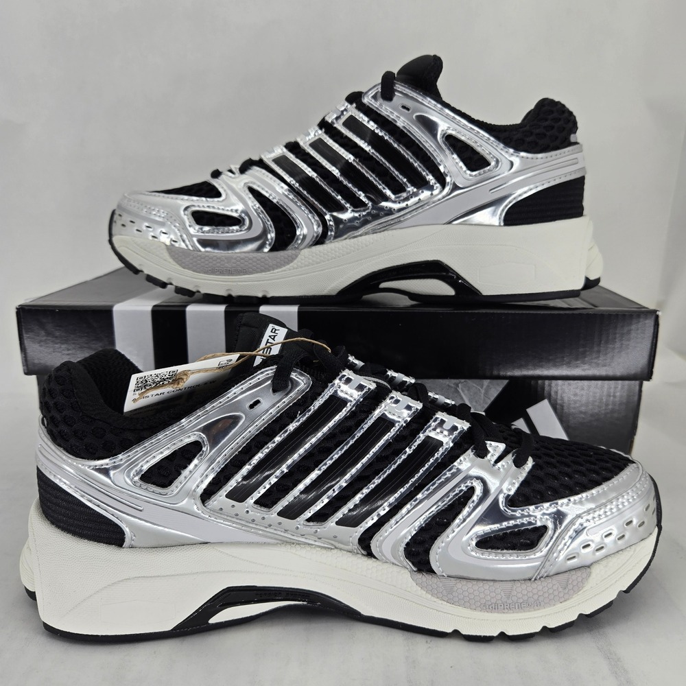 Adidas Adistar Control 5 W Metallic Silver Black Running Shoes KI4178 Womens 7